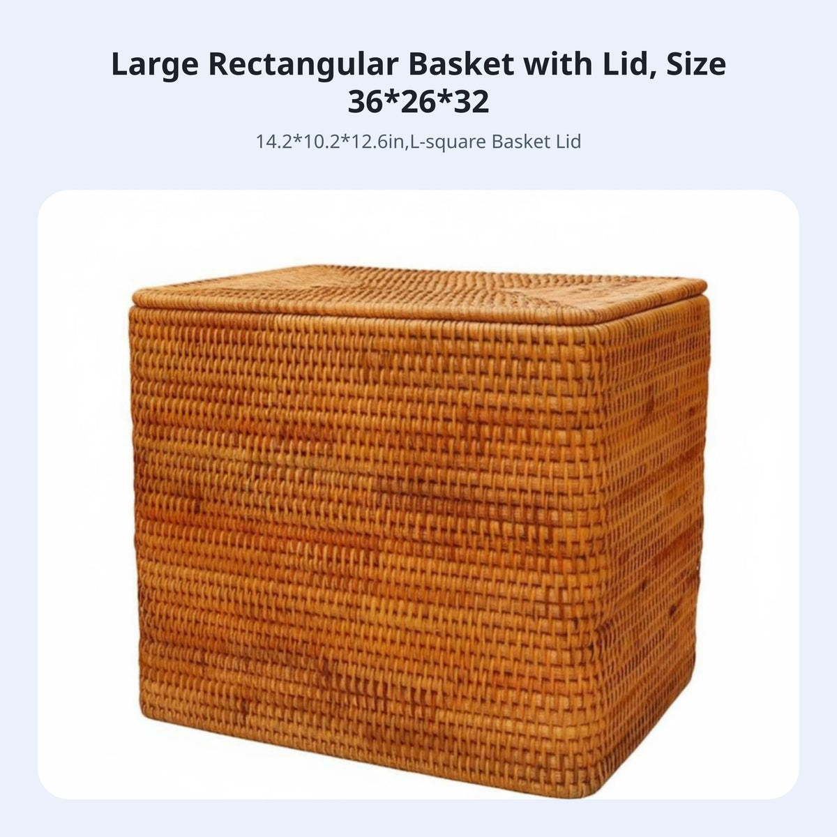 Rectangular Wicker Storage Box with Lid & Handles | Rustic