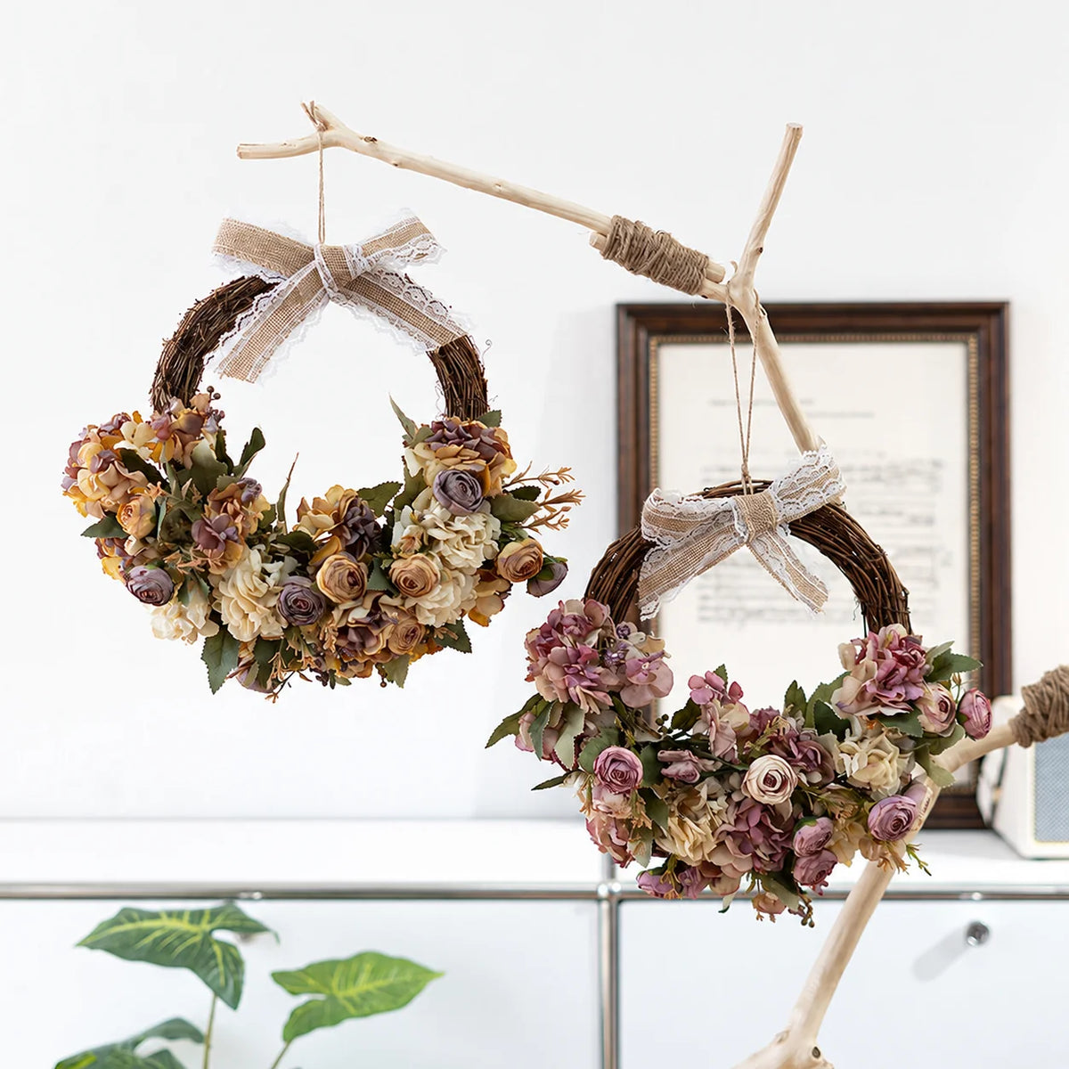 Rustic Hydrangea Rose Wall Wreath | Front Door & Wedding Decor