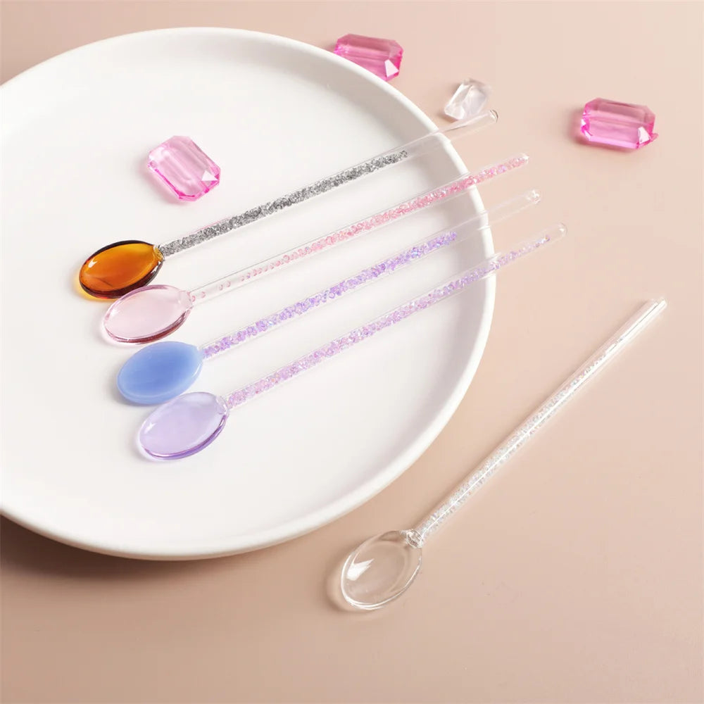 Glass Long Handle Coffee & Dessert Spoon | Borosilicate