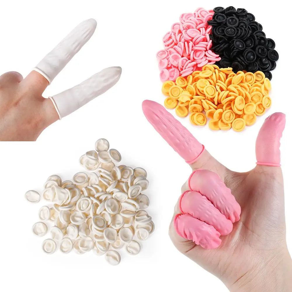 Anti-Static Rubber Finger Cots 100/300 PCS – Nail Art & DIY