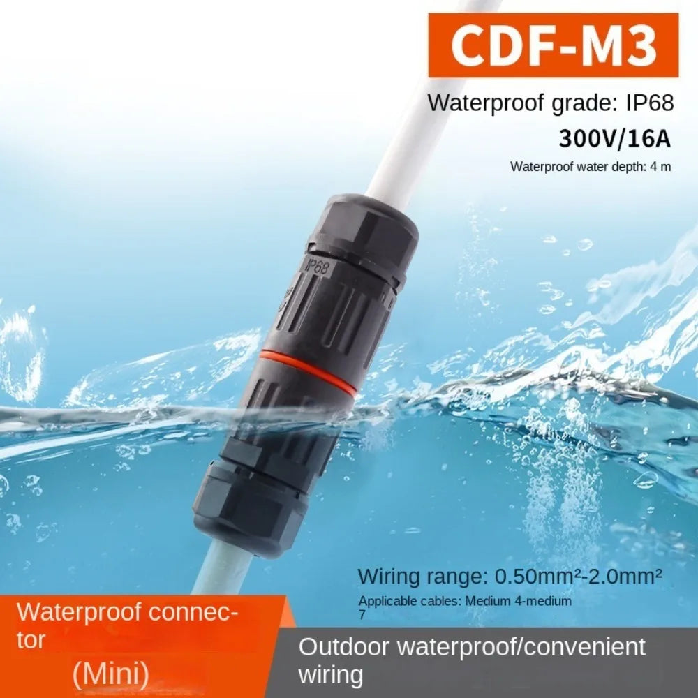 CDF-M3 IP68 Waterproof Cable Connector 2/3 Core Terminal