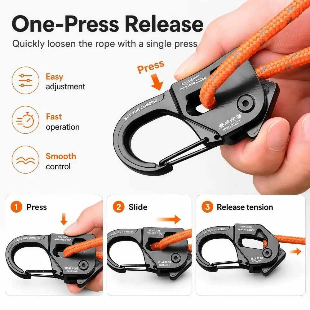 Aluminum Alloy Tent Rope Tensioner | Anti-Slip 2–10mm Adjuster