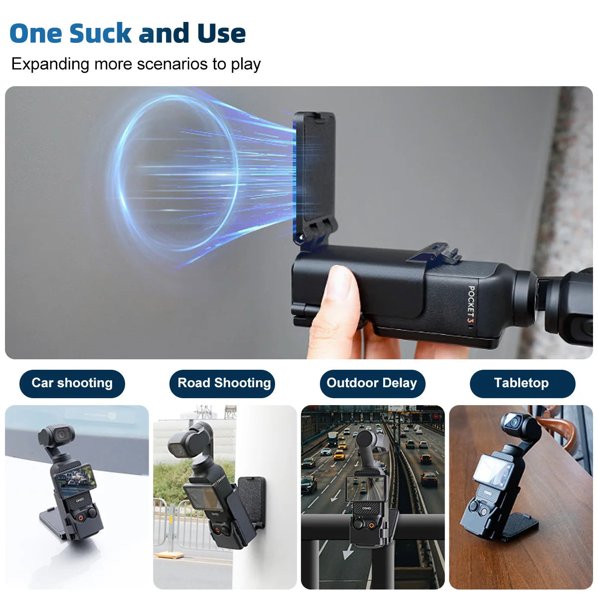 Magnetic Steering Holder & Suction Base for DJI Osmo Pocket 3
