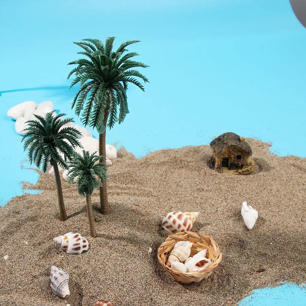5-Piece Miniature Coconut Palm Tree Set | DIY Micro Landscape