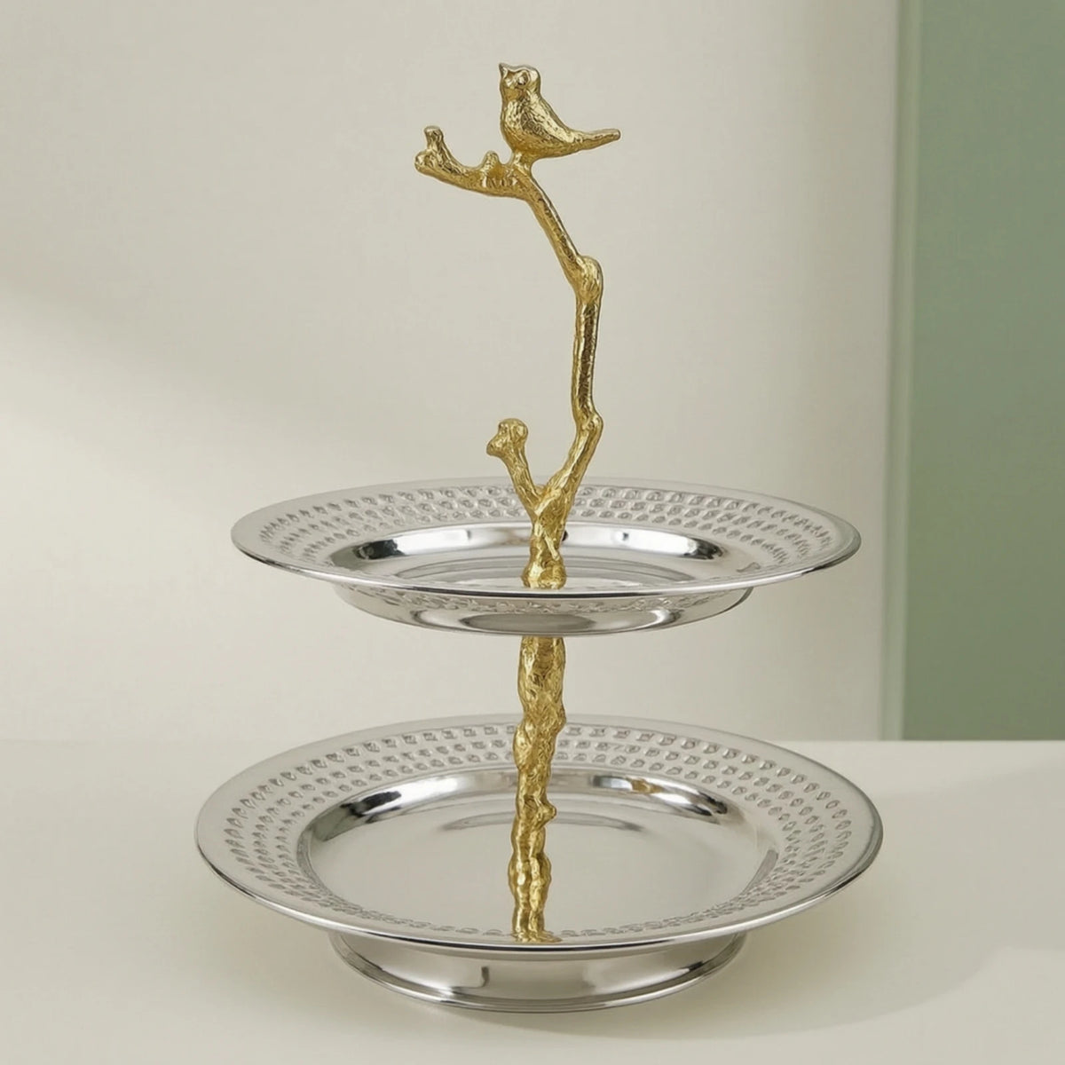2-Tier Metal Serving Tray Stand | Decorative Fruit & Pastry Holder