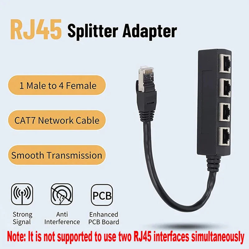 RJ45 1-to-4 Network Splitter Adapter | CAT5 CAT6 CAT7