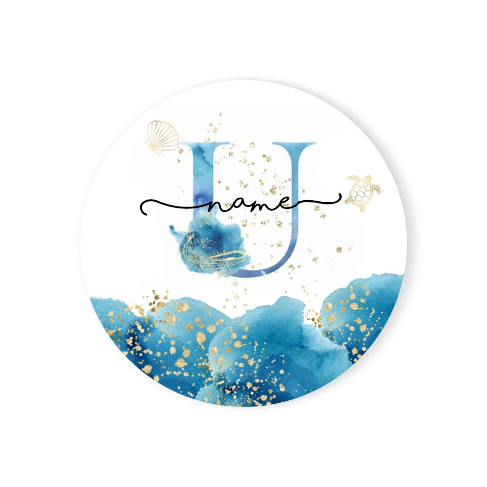 Personalized Ceramic Coaster – Custom Name & Ocean Design Gift