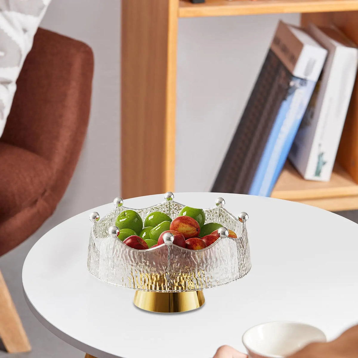 Luxury Pedestal Fruit Bowl with Stand & 8 Forks | Crystal PET
