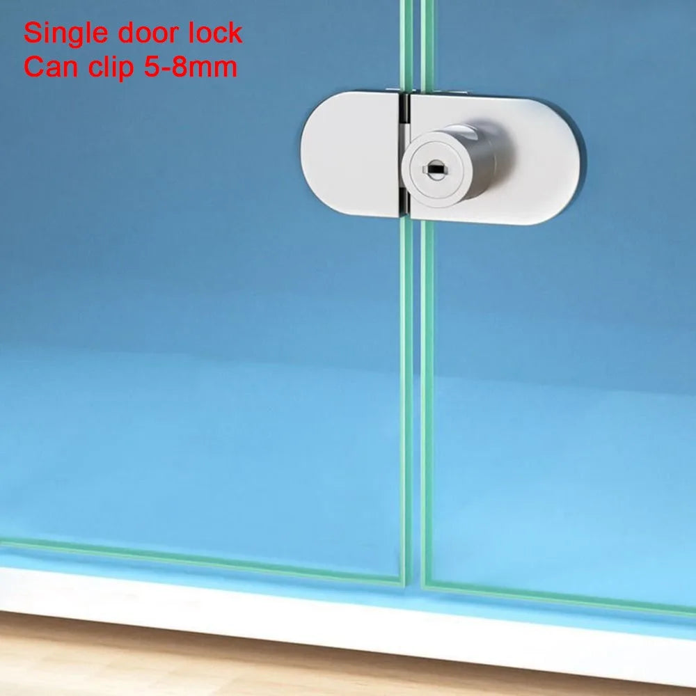 Punch-Free Glass Cabinet Door Lock | Zinc Alloy Sliding Lock