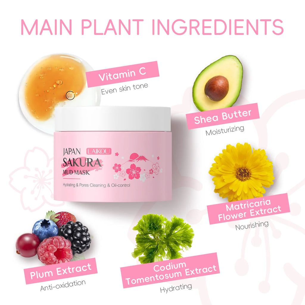 LAIKOU Sakura Mud Face Mask – Oil Control & Pore Minimizing