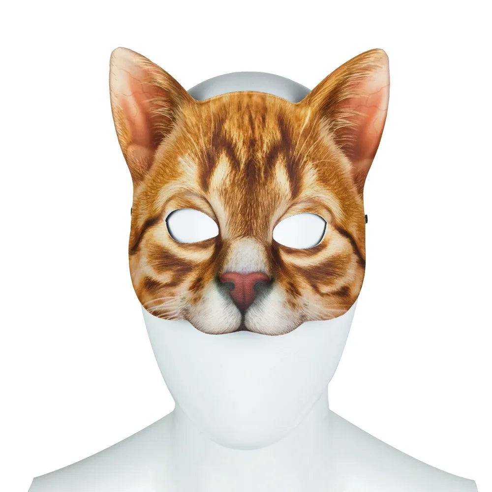 Lifelike Half Face Cat Mask – Unisex Halloween Cosplay Prop