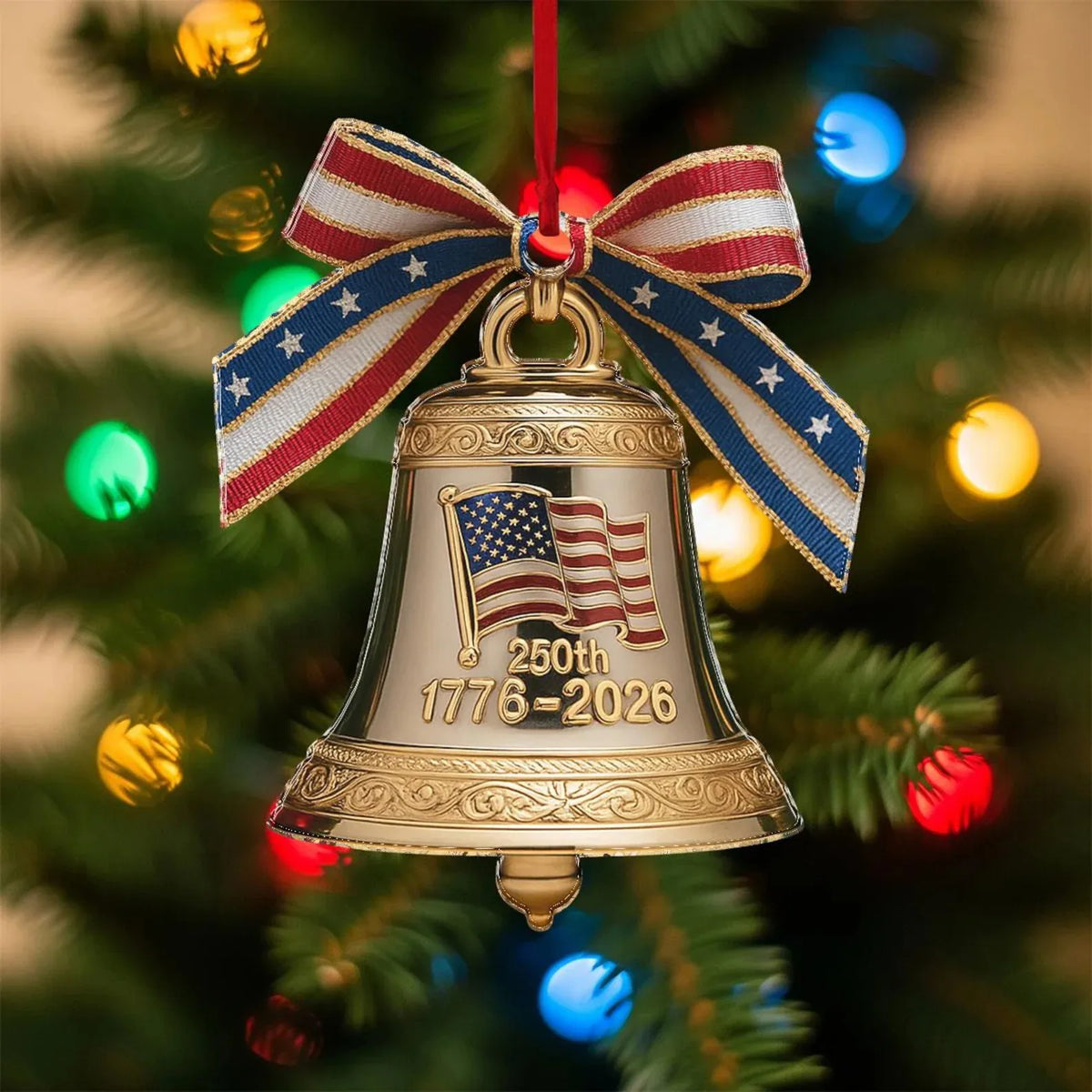 USA 250th Anniversary Bell Ornament | Patriotic Acrylic Decor