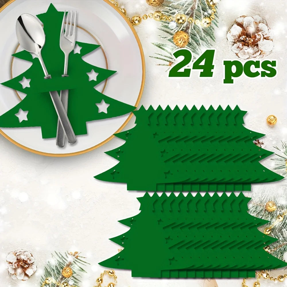 Felt Christmas Tree Placemat Set – Red & Green Holiday Decor