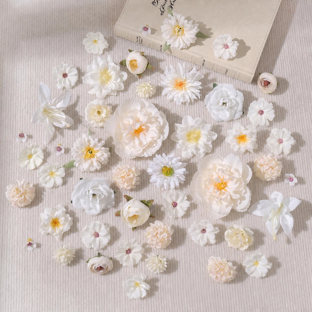 48-Piece Silk Artificial Flower Heads | DIY Décor Set