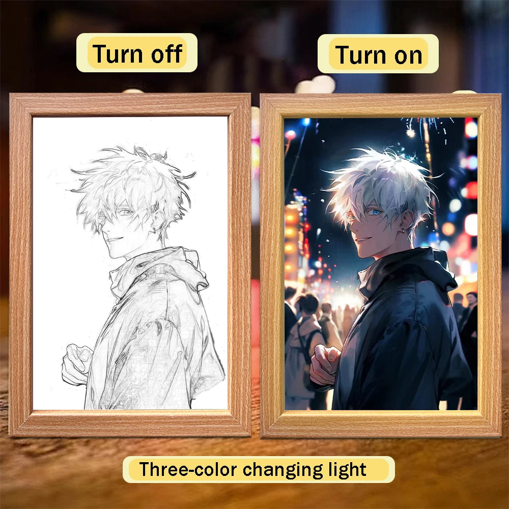 Satoru Gojo LED Light Frame – Jujutsu Kaisen Anime Decor