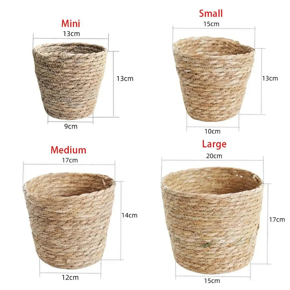 Handwoven Straw Flower Pot Basket Planter – 4 Sizes