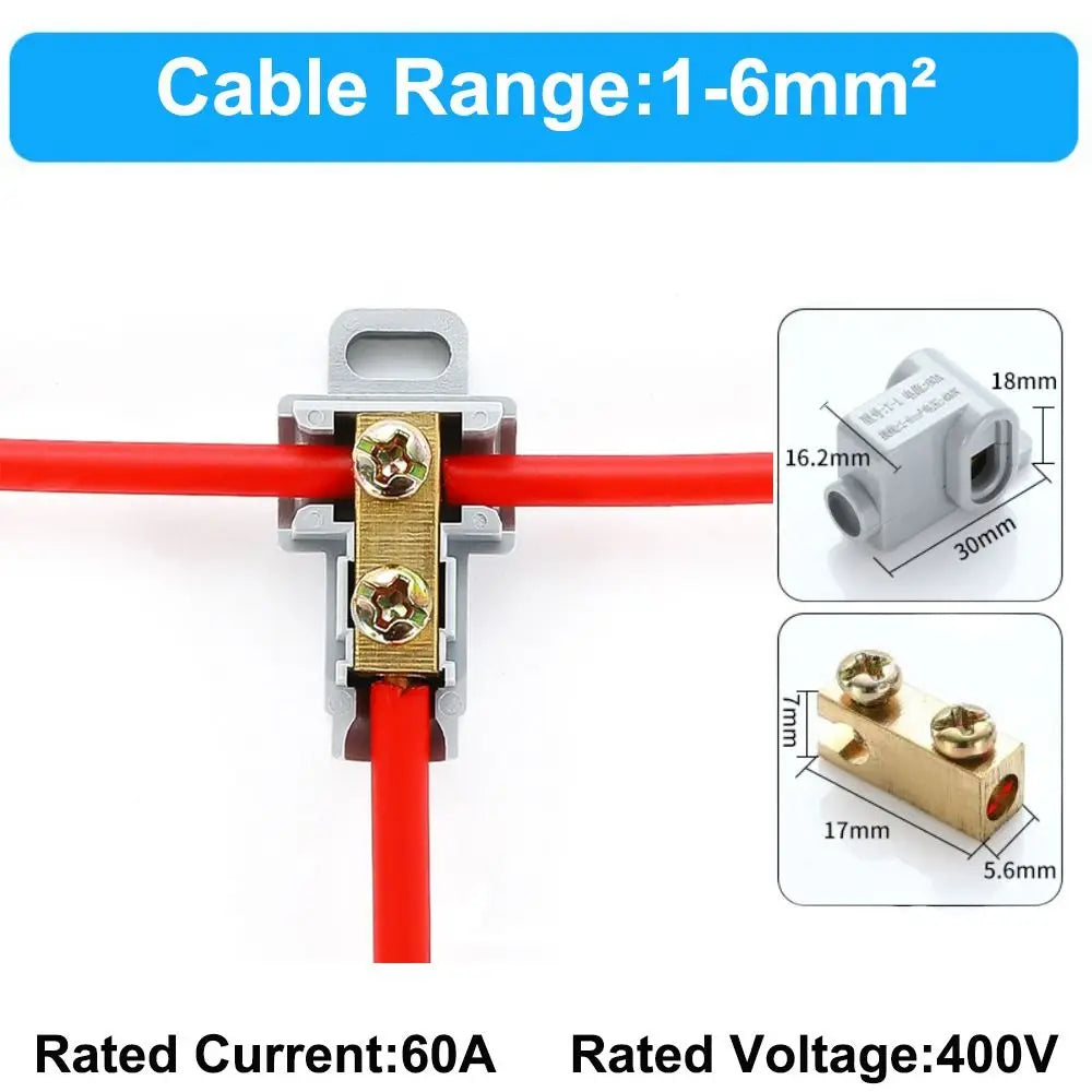 Brass Screw Terminal Block – 60A 400V Cable Wiring Connector