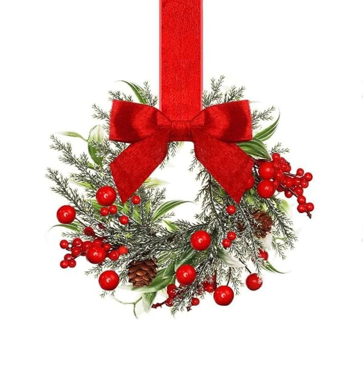 Mini Christmas Wreath with Red Berries | Festive Holiday Decor