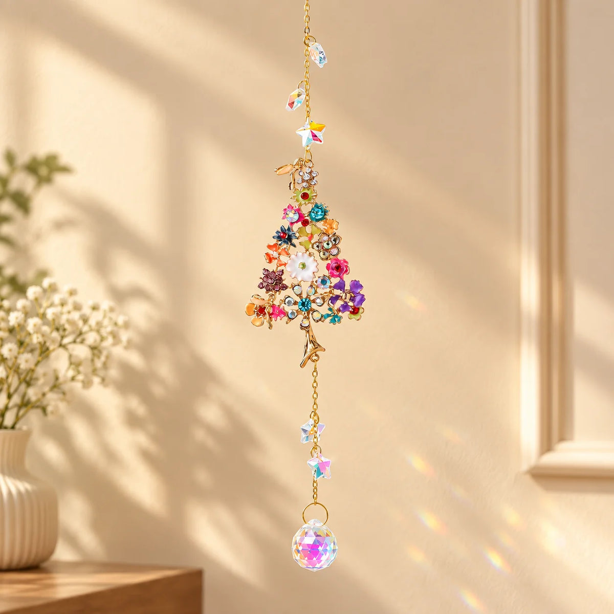 Crystal Christmas Tree Suncatcher – Rainbow Prism Ornament