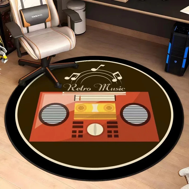 Round Music Record Rug – Non-Slip Bedroom Floor Mat