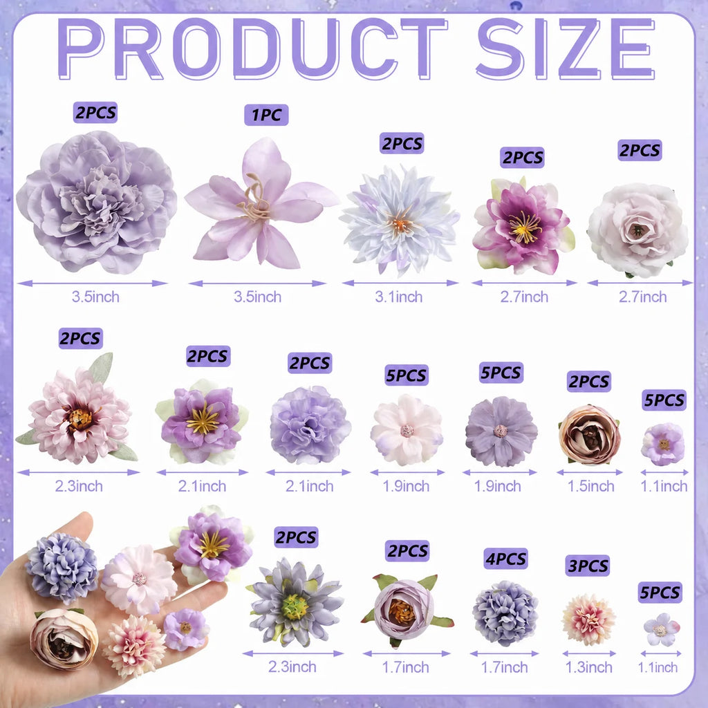 48-Piece Silk Artificial Flower Heads | DIY Décor Set