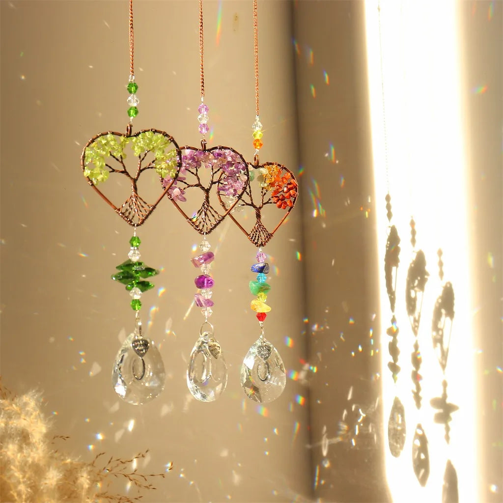 Copper Frame Crystal Chip Suncatcher Hanging Ornament