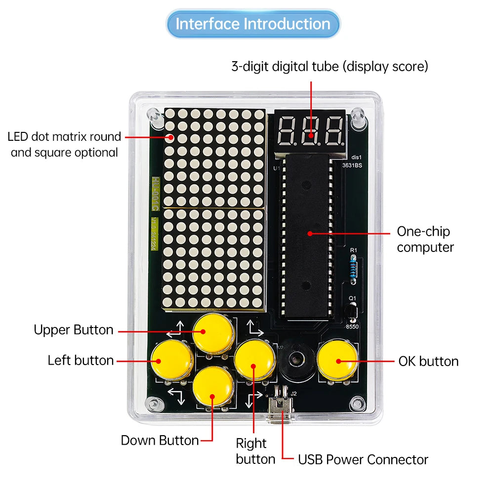 Pixel Game Console DIY Soldering Kit – ATmega51 Microcontroller