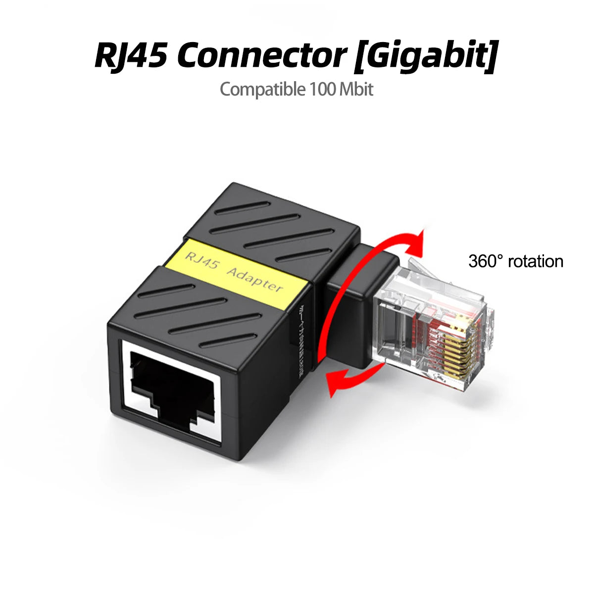 RJ45 90° Rotating Adapter | Male to Female Cat5/Cat6 Extender