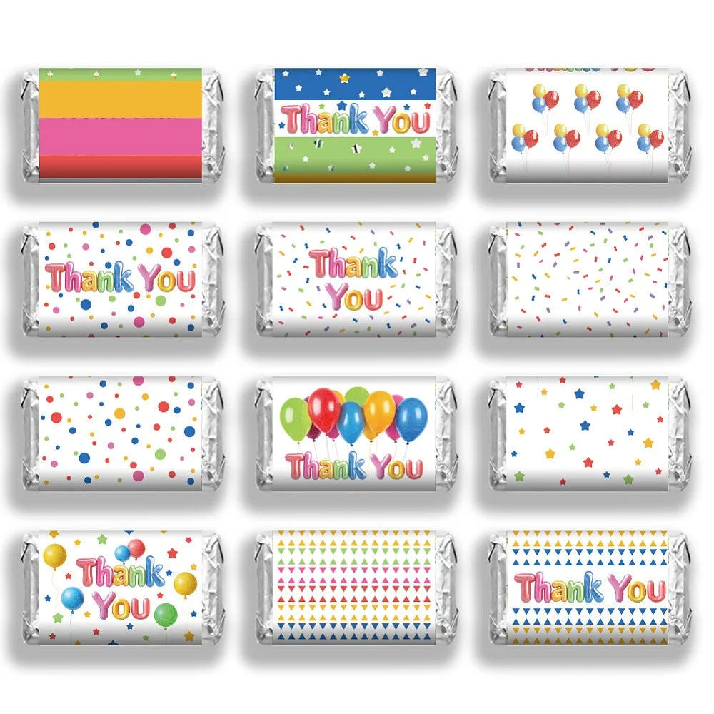 120-Pack Mini Candy Bar Wrapper Stickers – Baby Shower Decor