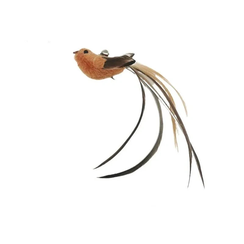 Feather Suction Cup Cat Toy Teaser Stick with Bell & Bird Head