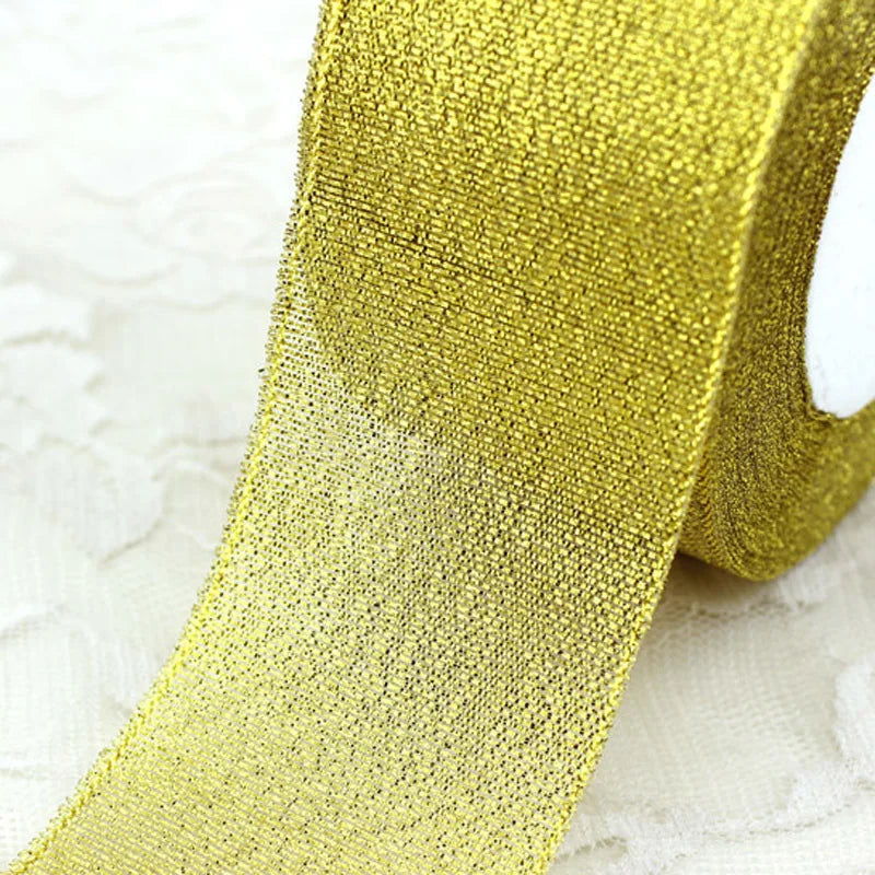 25 Yards Gold & Silver Metallic Ribbon 50mm – Gift & Wedding