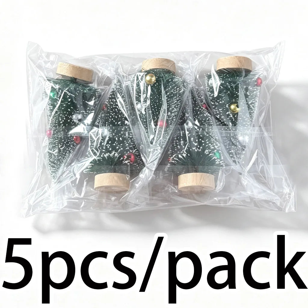 Mini Christmas Tree Ornaments Beads & Pine Needles 5 Pack