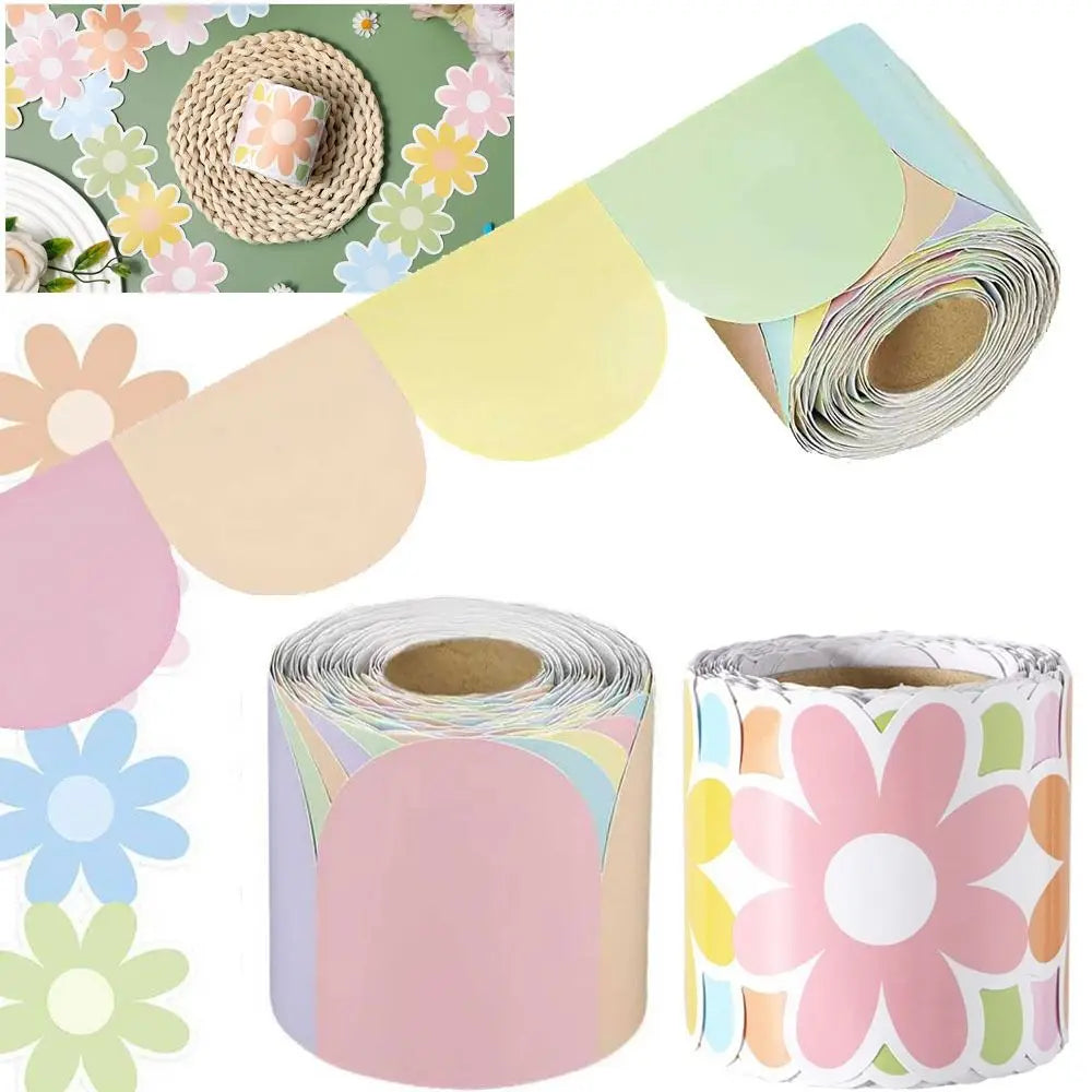 Flower Border Stickers DIY Wall & Board Decor Roll – 10m