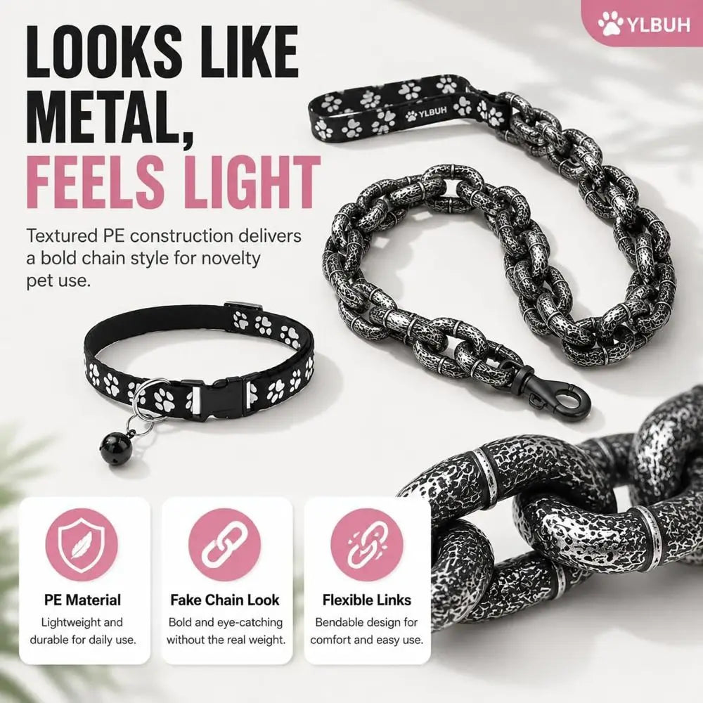 Novelty Fake Chain Dog Leash – Lightweight Photo Prop Lead