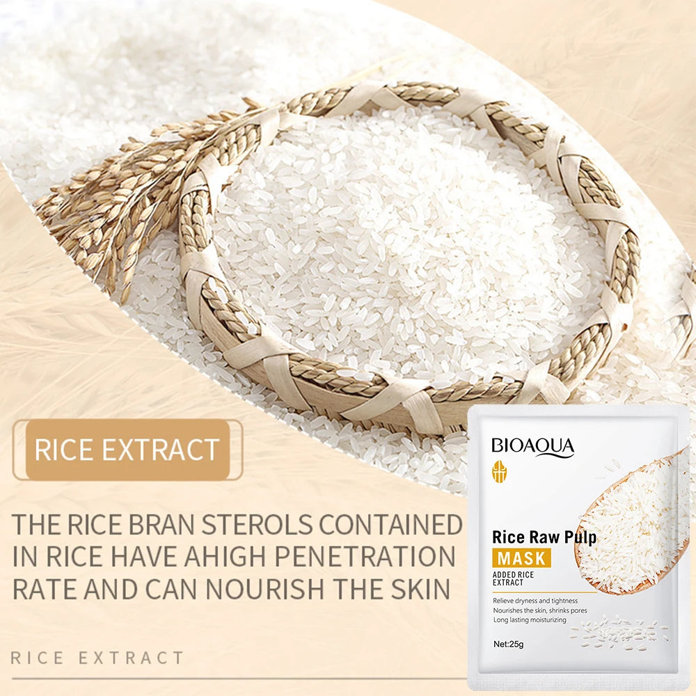 LAIKOU Rice Raw Pulp Essence Face Mask – 10 Pack K-Beauty