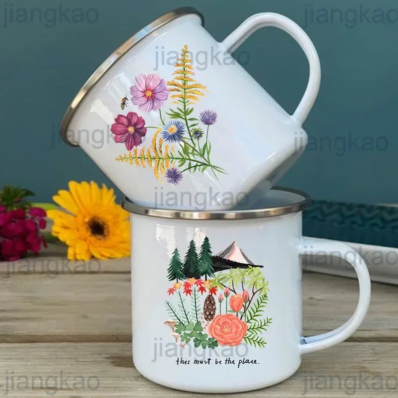 Floral Print Enamel Mug – Camping & Travel Coffee Cup