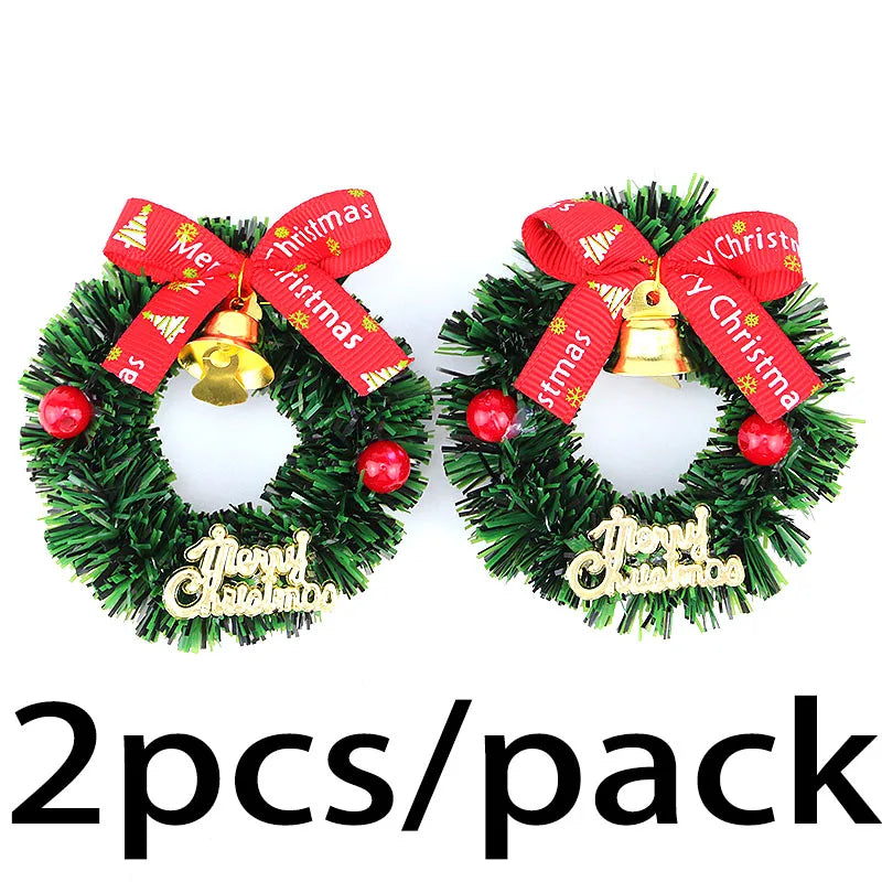 Mini Christmas Wreath Bell Pendants – 2 Pack, 55mm Ornaments