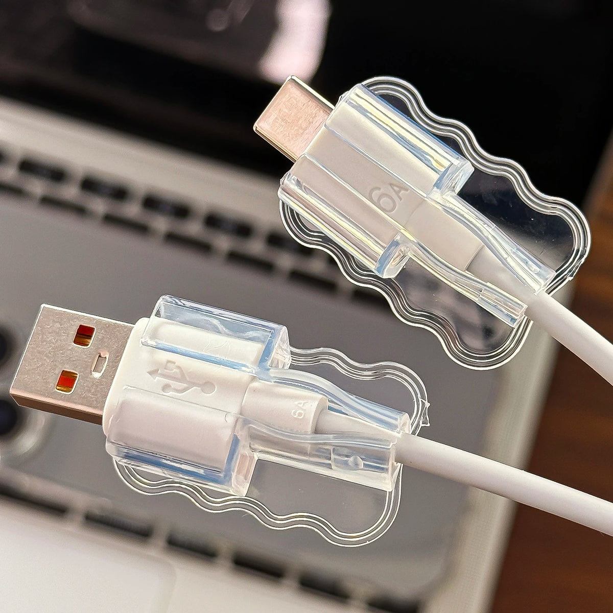 10-Pack Clear TPU Cable Protector Sleeve – iPhone & Android