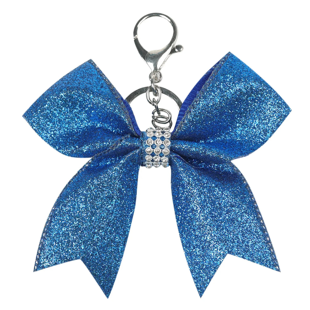 Glitter Grosgrain Hair Bow Key Ring – 12cm Sparkling Bow