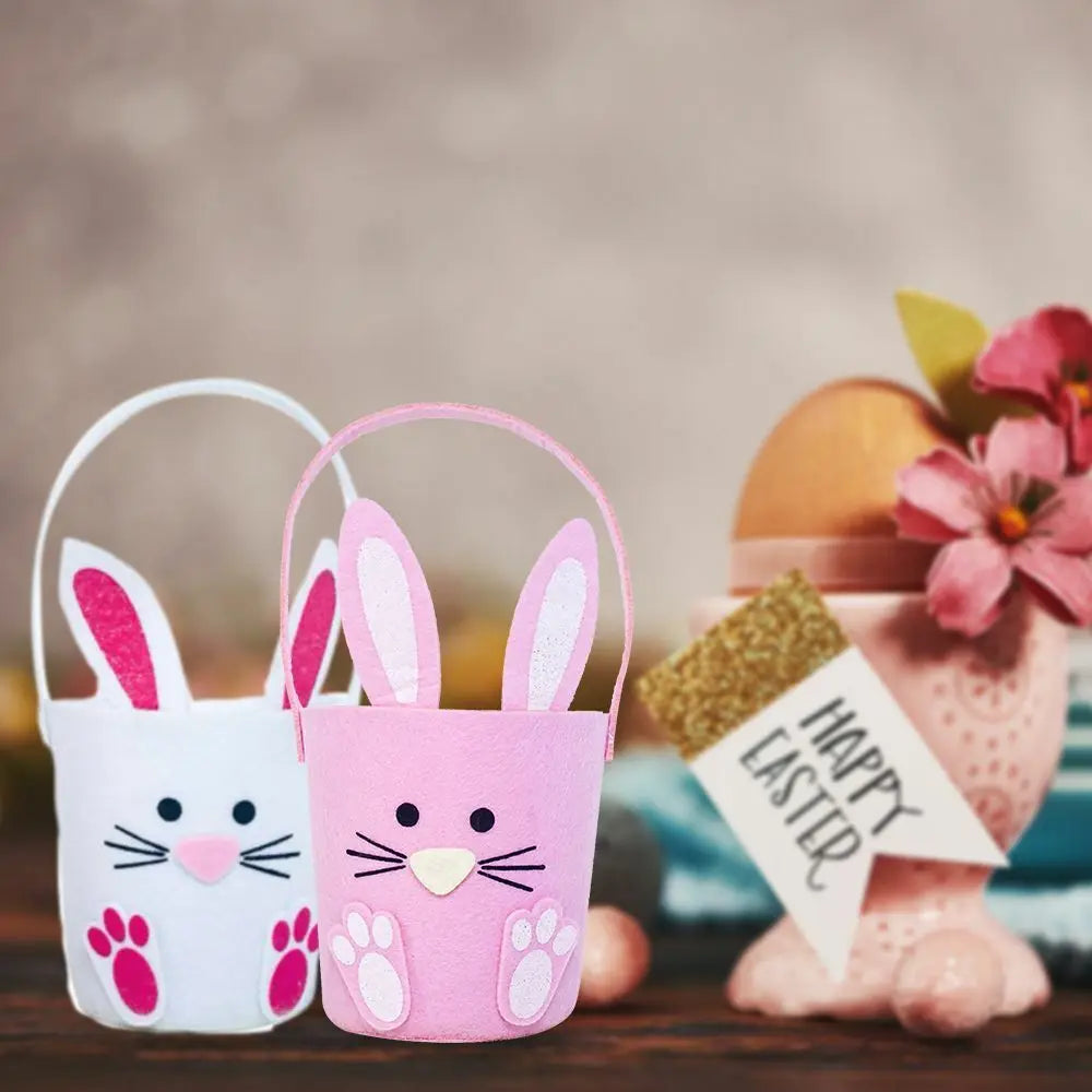 Easter Egg Basket Bunny Non-Woven Candy Bucket Gift Bag Kids