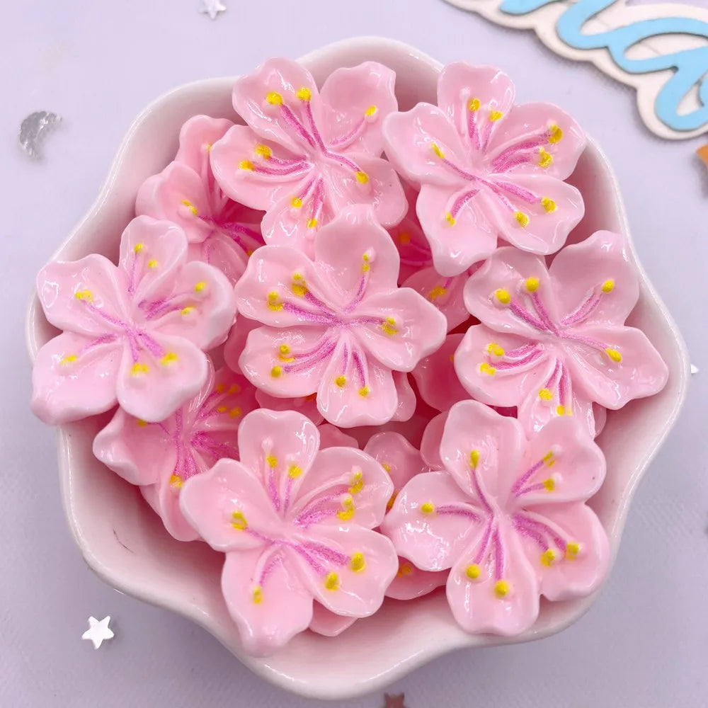 10PCS Resin Kawaii Peach Blossom Flatback Craft Embellishments