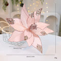 Fabric Sequin Artificial Christmas Rose Flower | Holiday Décor