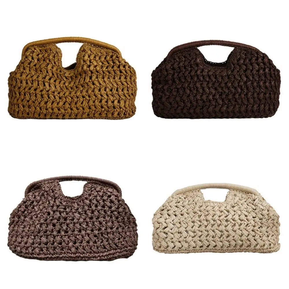 Women's Woven Straw Clutch Bag – Large Beach Handbag