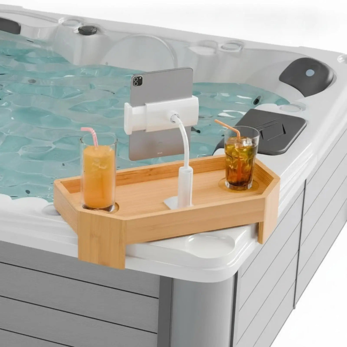 Bath Pillow & Bamboo Bathtub Tray Set – Non-Slip Spa Kit