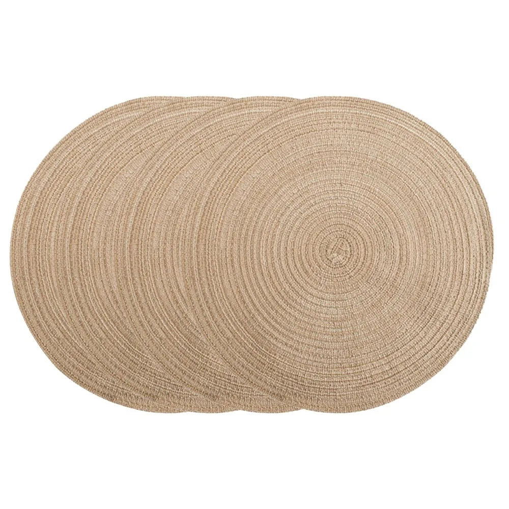 4-Pack Braided Round Placemats – Heat Resistant Woven Linen