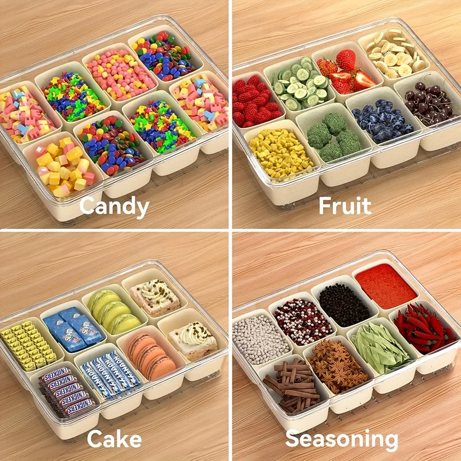 Snackle Box Divided Serving Tray with Lid, Handle & Cutlery