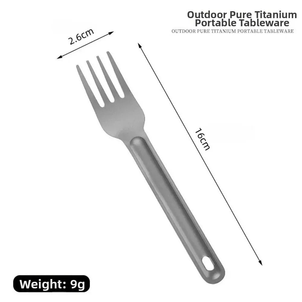 Portable Titanium Spoon & Fork – Long Handle Outdoor Cutlery