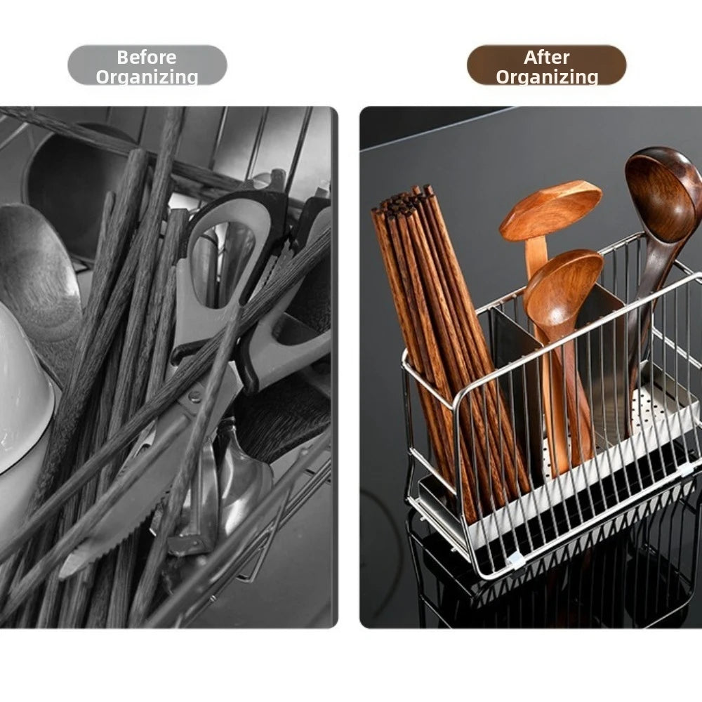 304 Stainless Steel Chopstick Holder & Cutlery Drying Basket