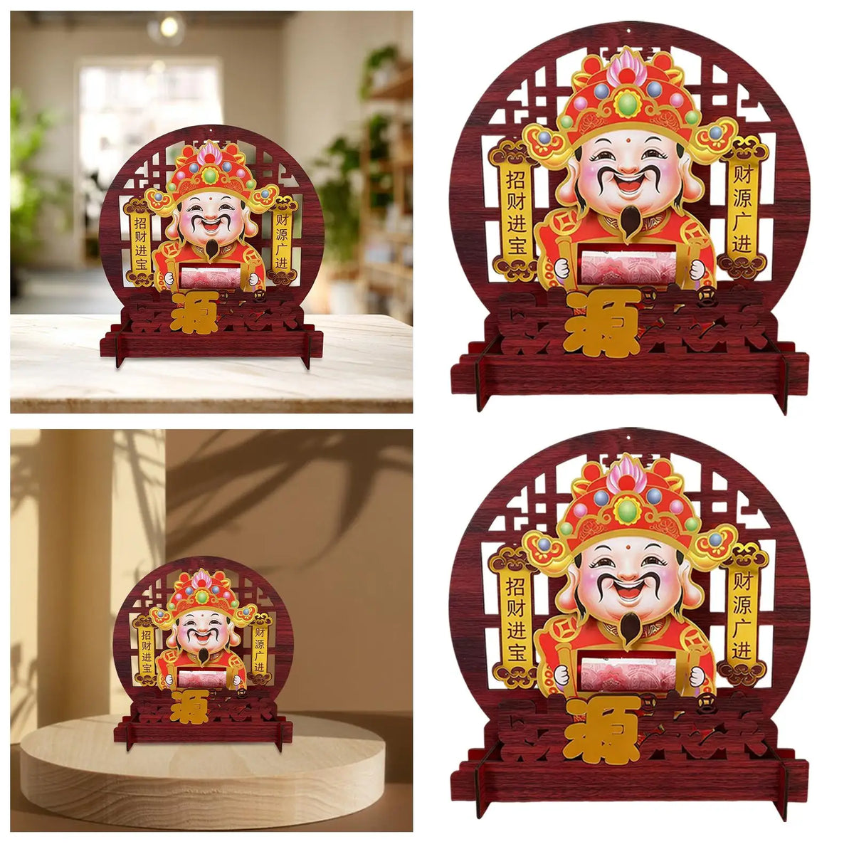 Wooden Feng Shui Blessing Ornament | Chinese New Year Tabletop Sign