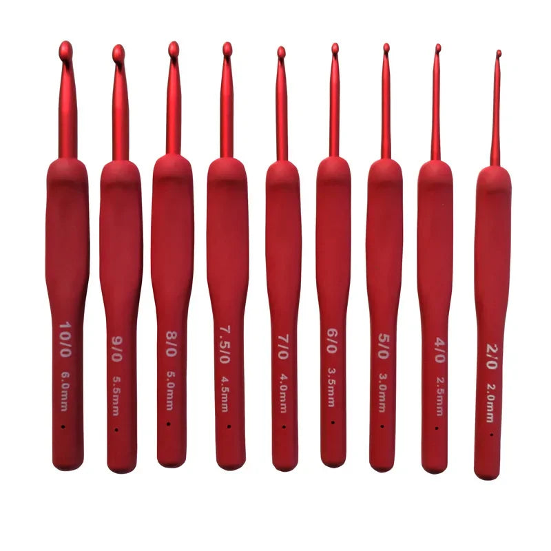 9-Piece Aluminum Crochet Hook Set with Silicone Handles
